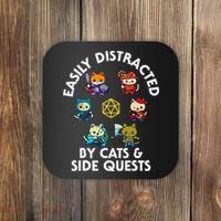Rpg Gamer Cats Side Quests D20 Dice Nerdy Cat Coaster thumb 0