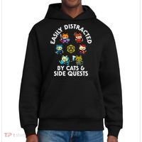 Rpg Gamer Cats Side Quests D20 Dice Nerdy Cat District V.I.T. Heavyweight Hoodie thumb 0