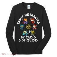 Rpg Gamer Cats Side Quests D20 Dice Nerdy Cat Tall Long Sleeve Shirt thumb 0