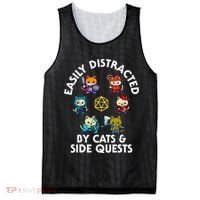 Rpg Gamer Cats Side Quests D20 Dice Nerdy Cat Mesh Reversible Basketball Jersey Tank thumb 0
