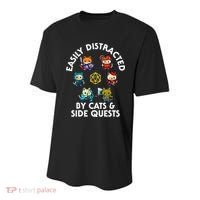 Rpg Gamer Cats Side Quests D20 Dice Nerdy Cat Youth Performance Sprint T-Shirt thumb 0