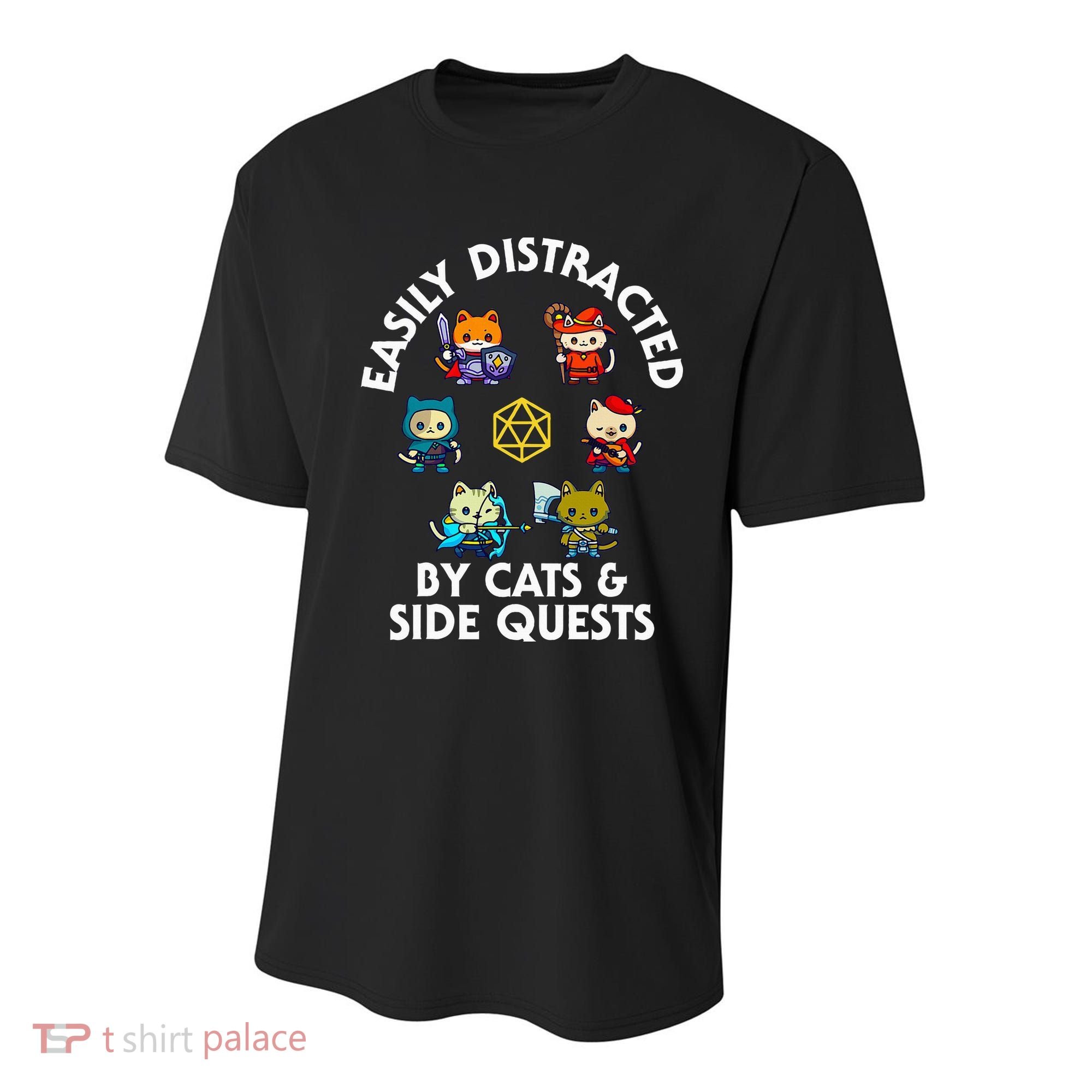 Rpg Gamer Cats Side Quests D20 Dice Nerdy Cat Youth Performance Sprint T-Shirt