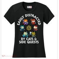 Rpg Gamer Cats Side Quests D20 Dice Nerdy Cat Women's Cooling Performance Crew T-Shirt thumb 0