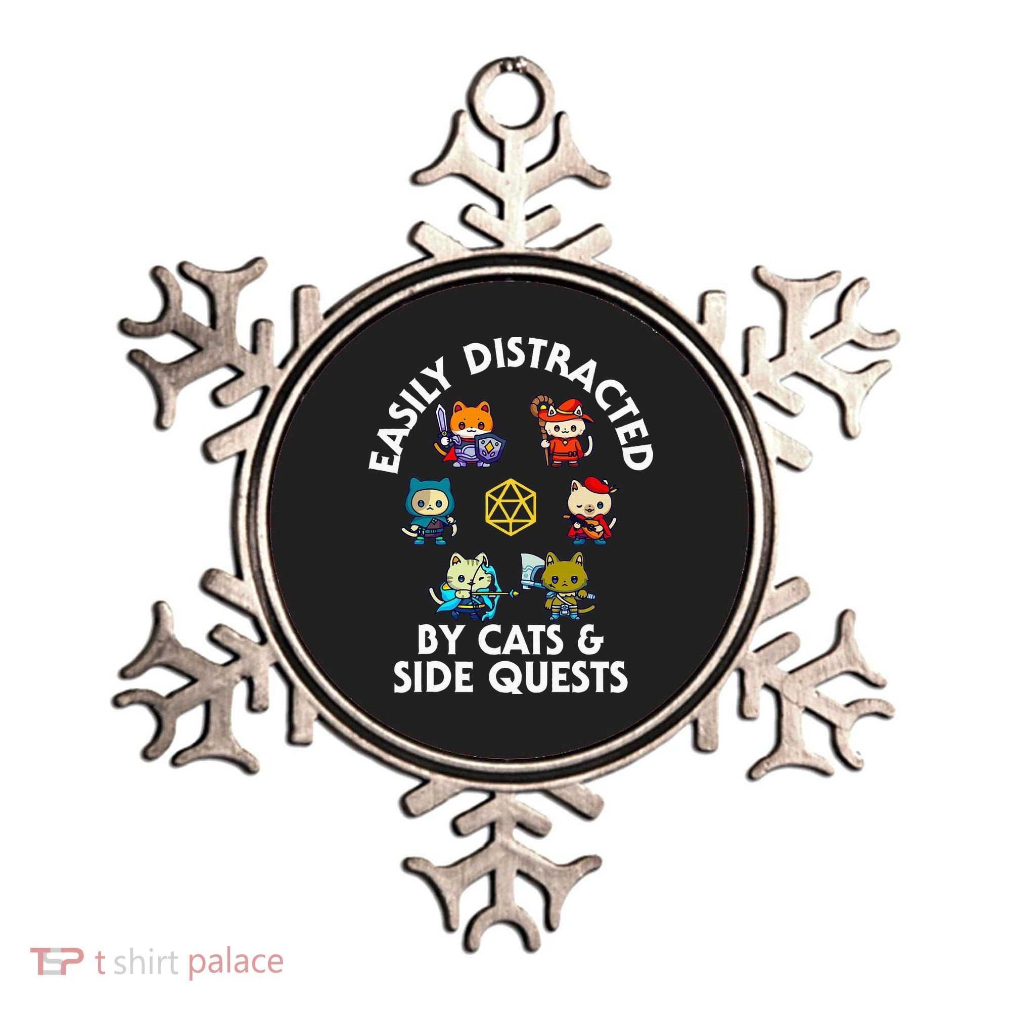 Rpg Gamer Cats Side Quests D20 Dice Nerdy Cat Ornament