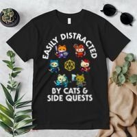 Rpg Gamer Cats Side Quests D20 Dice Nerdy Cat Premium T-Shirt thumb 2