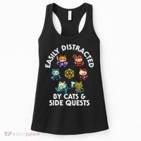 Rpg Gamer Cats Side Quests D20 Dice Nerdy Cat Women's Tank Top thumb 0