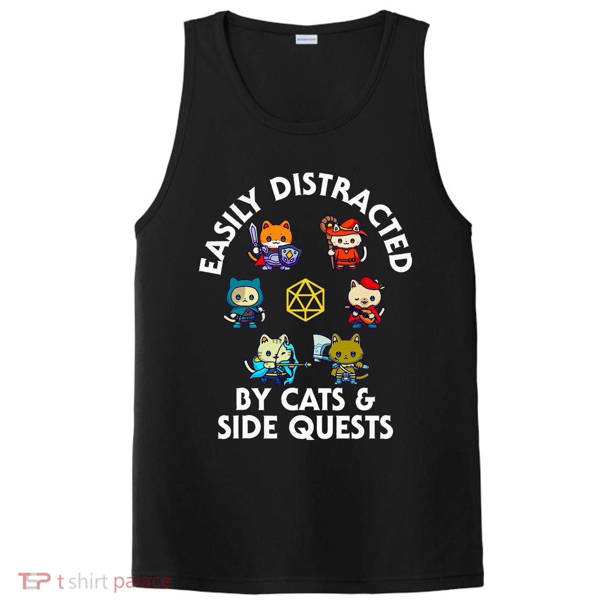Rpg Gamer Cats Side Quests D20 Dice Nerdy Cat PosiCharge Competitor Tank