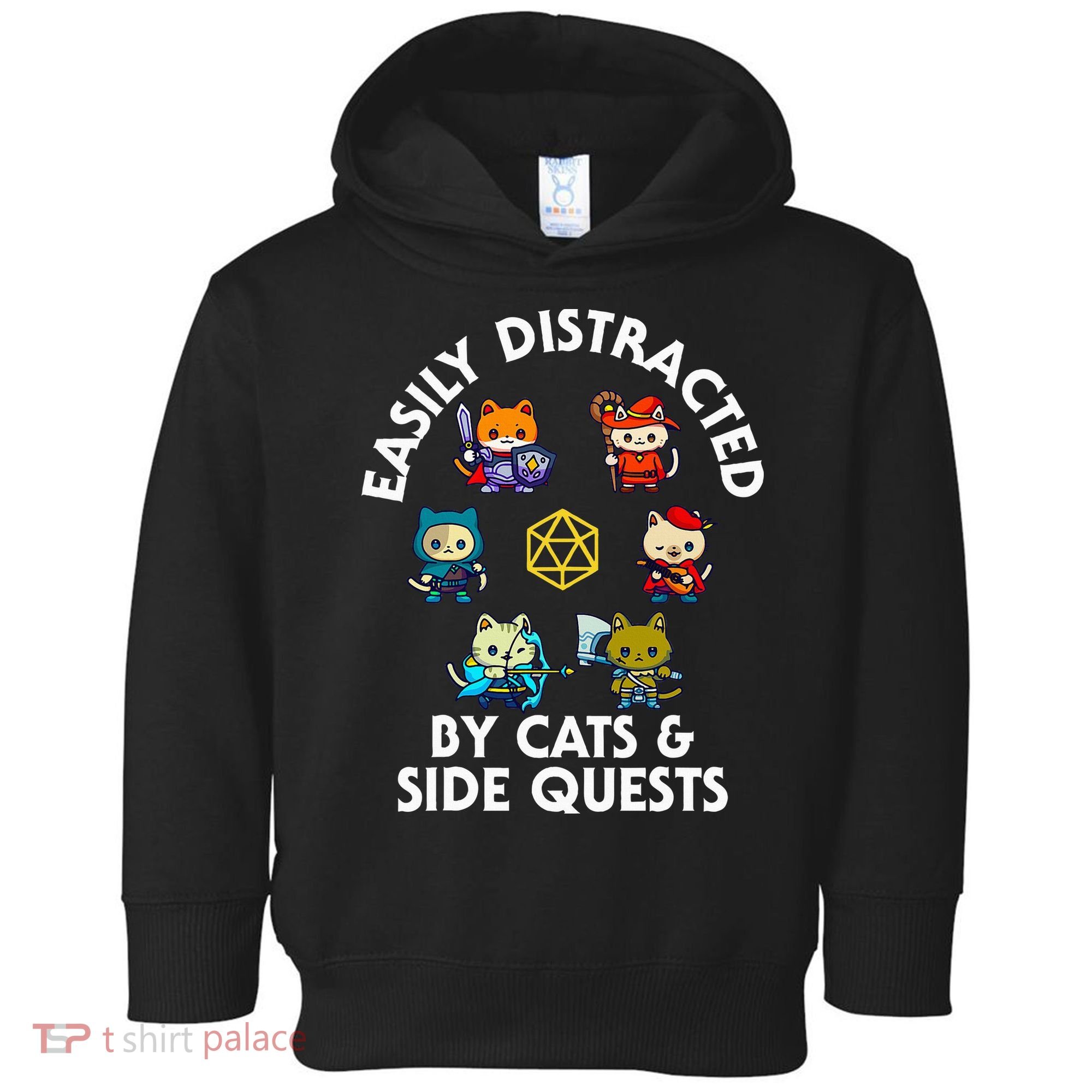 Rpg Gamer Cats Side Quests D20 Dice Nerdy Cat Toddler Hoodie