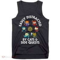 Rpg Gamer Cats Side Quests D20 Dice Nerdy Cat Tank Top thumb 0