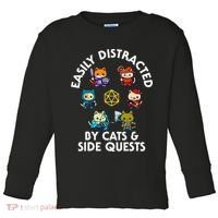 Rpg Gamer Cats Side Quests D20 Dice Nerdy Cat Toddler Long Sleeve Shirt thumb 0