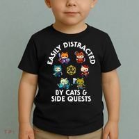 Rpg Gamer Cats Side Quests D20 Dice Nerdy Cat Toddler T-Shirt thumb 2