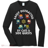 Rpg Gamer Cats Side Quests D20 Dice Nerdy Cat Women's Long Sleeve Shirt thumb 0