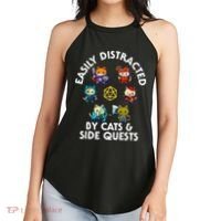 Rpg Gamer Cats Side Quests D20 Dice Nerdy Cat Women's Perfect Tri Rocker Tank thumb 2