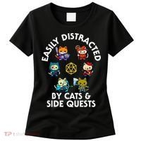 Rpg Gamer Cats Side Quests D20 Dice Nerdy Cat Women's T-Shirt thumb 0