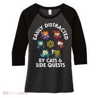 Rpg Gamer Cats Side Quests D20 Dice Nerdy Cat Women's Tri-Blend 3/4-Sleeve Raglan Shirt thumb 0