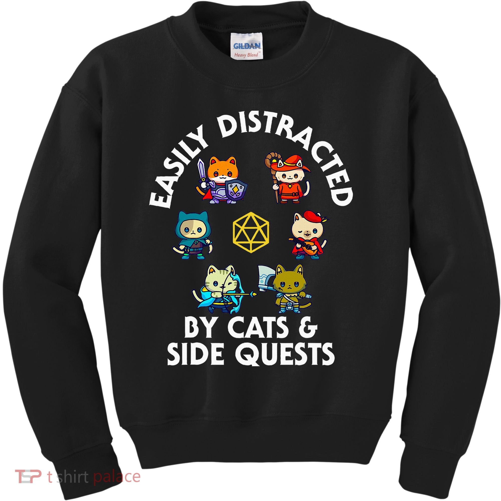 Rpg Gamer Cats Side Quests D20 Dice Nerdy Cat Kids Sweatshirt