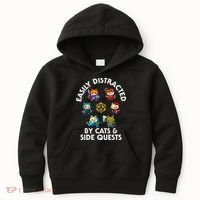 Rpg Gamer Cats Side Quests D20 Dice Nerdy Cat Kids Hoodie thumb 0