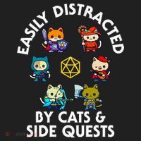 Rpg Gamer Cats Side Quests D20 Dice Nerdy Cat Kids Long Sleeve Plaid Pajama Set thumb 2