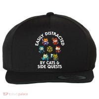 Rpg Gamer Cats Side Quests D20 Dice Nerdy Cat Wool Snapback Cap thumb 0