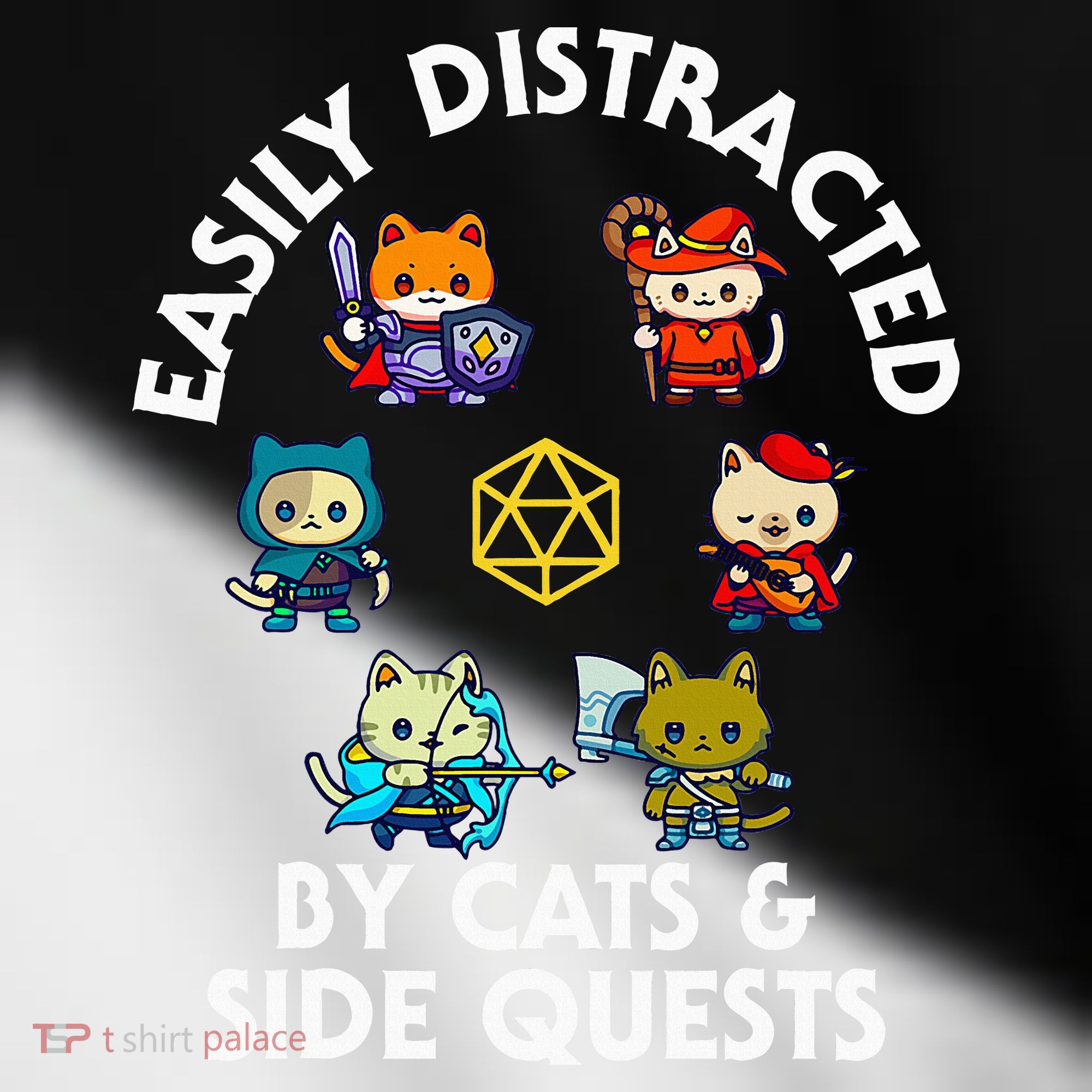 Rpg Gamer Cats Side Quests D20 Dice Nerdy Cat Toddler Fine Jersey T-Shirt