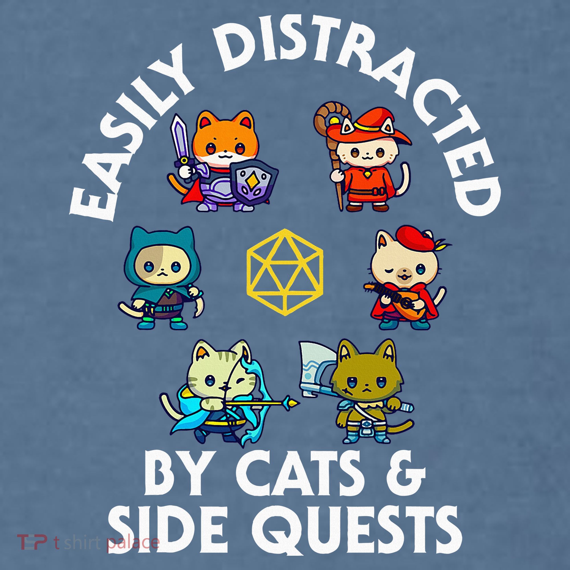Rpg Gamer Cats Side Quests D20 Dice Nerdy Cat Comfort Colors Garment-Dyed Hooded Sweatshirt