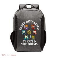 Rpg Gamer Cats Side Quests D20 Dice Nerdy Cat Vector Backpack thumb 0