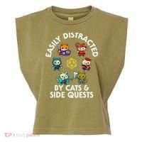 Rpg Gamer Cats Side Quests D20 Dice Nerdy Cat Garment-Dyed Women's Muscle Tee thumb 0