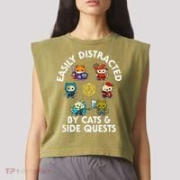 Rpg Gamer Cats Side Quests D20 Dice Nerdy Cat Garment-Dyed Women's Muscle Tee thumb 2