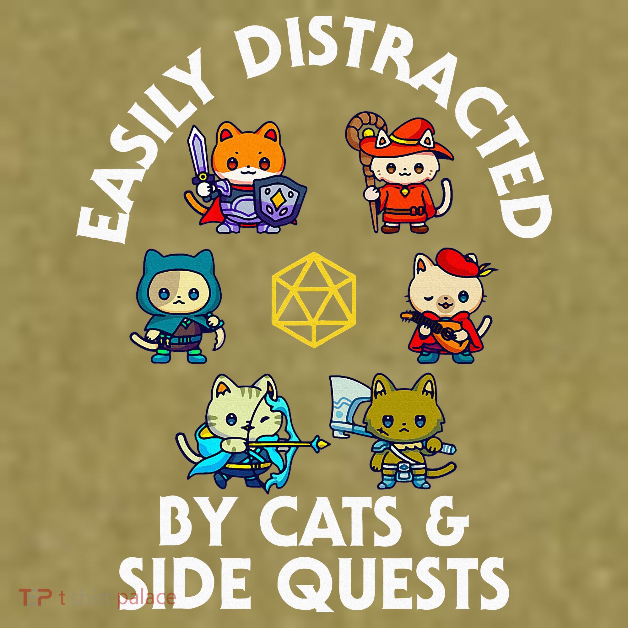 Rpg Gamer Cats Side Quests D20 Dice Nerdy Cat Garment-Dyed Women's Muscle Tee