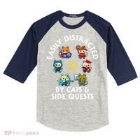Rpg Gamer Cats Side Quests D20 Dice Nerdy Cat Kids Colorblock Raglan Jersey thumb 0