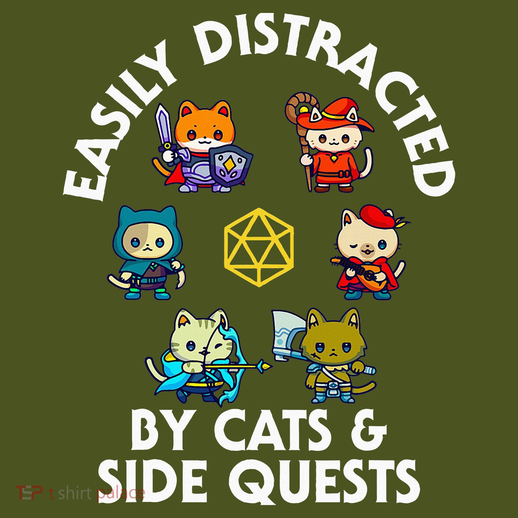 Rpg Gamer Cats Side Quests D20 Dice Nerdy Cat The Baniff Cuffed Pom Beanie