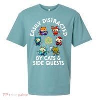 Rpg Gamer Cats Side Quests D20 Dice Nerdy Cat Sueded Cloud Jersey T-Shirt thumb 0