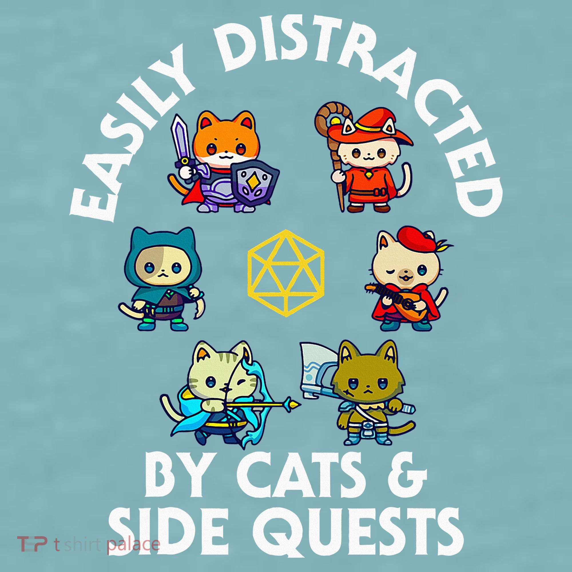 Rpg Gamer Cats Side Quests D20 Dice Nerdy Cat Sueded Cloud Jersey T-Shirt