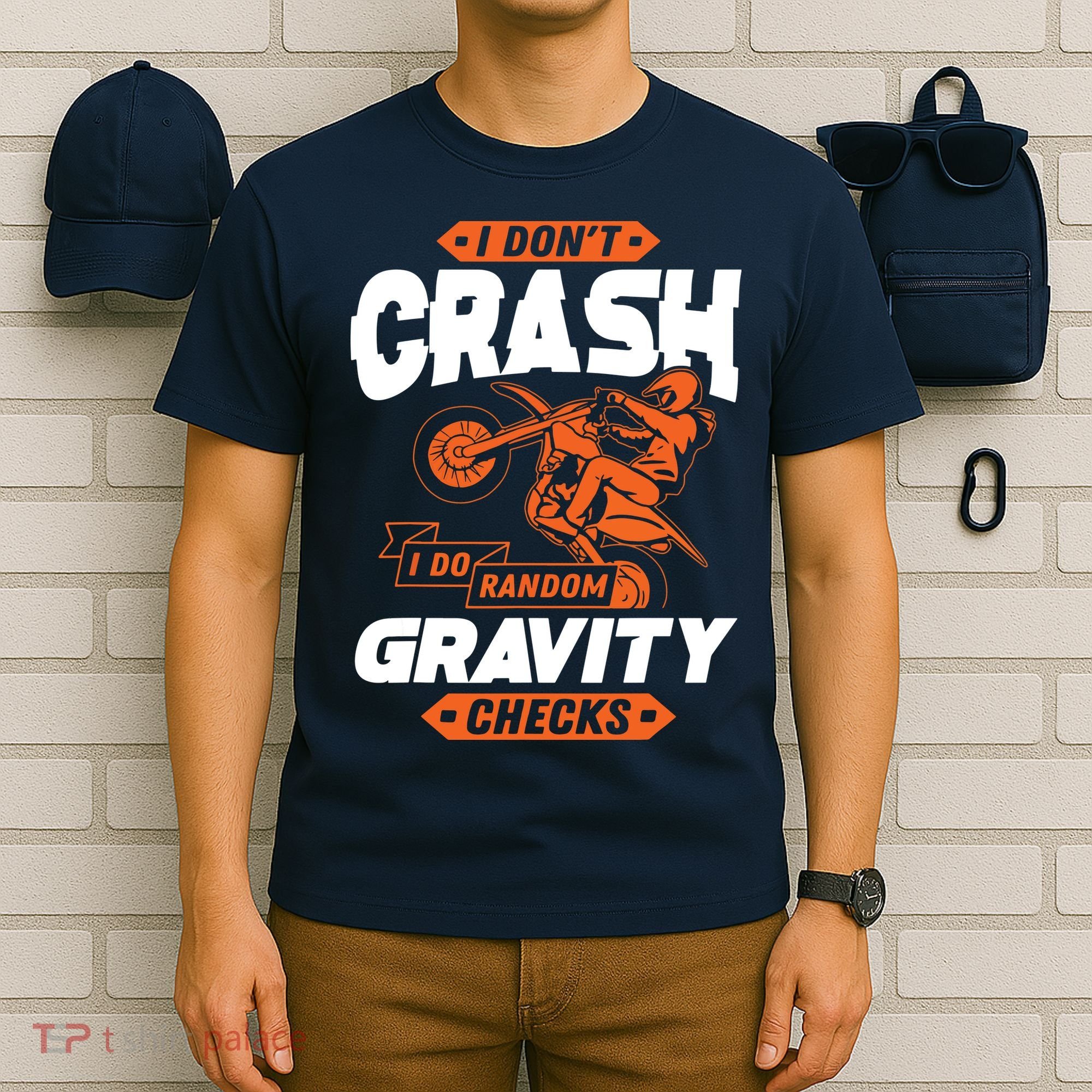 Random Gravity Checks Motocross Dirt Bike T-Shirt