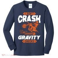 Random Gravity Checks Motocross Dirt Bike Kids Long Sleeve Shirt thumb 0