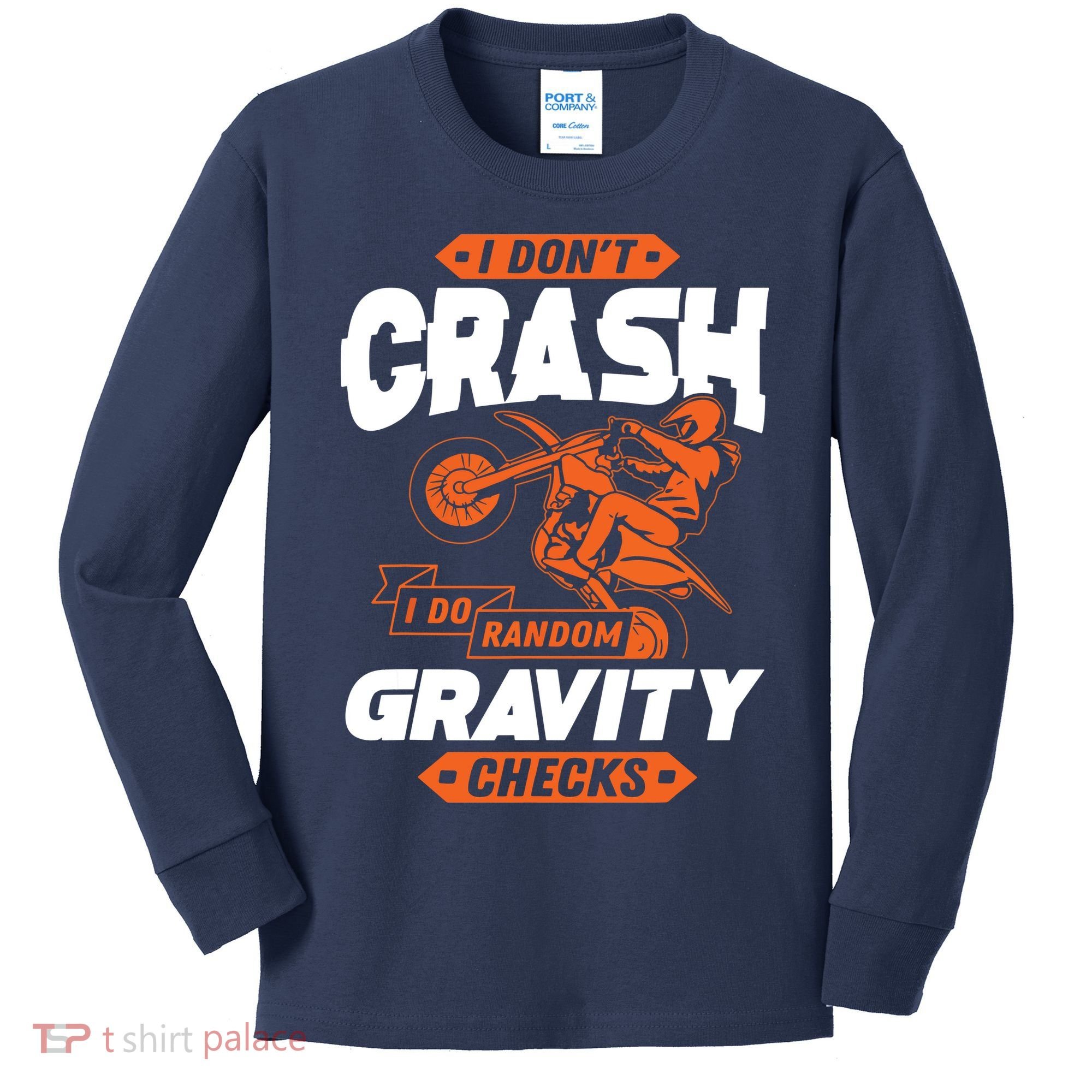 Random Gravity Checks Motocross Dirt Bike Kids Long Sleeve Shirt