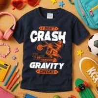 Random Gravity Checks Motocross Dirt Bike Kids T-Shirt thumb 3