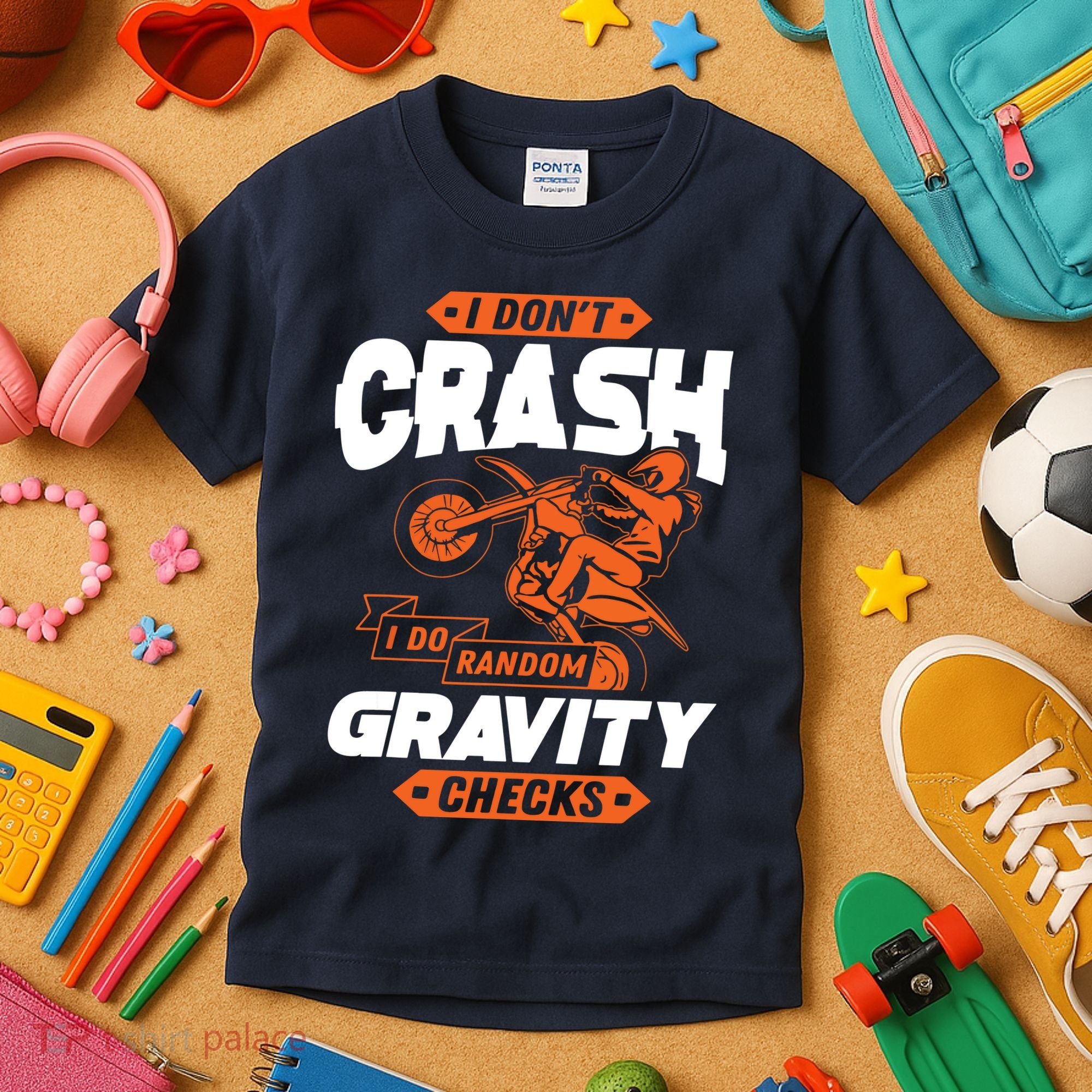 Random Gravity Checks Motocross Dirt Bike Kids T-Shirt