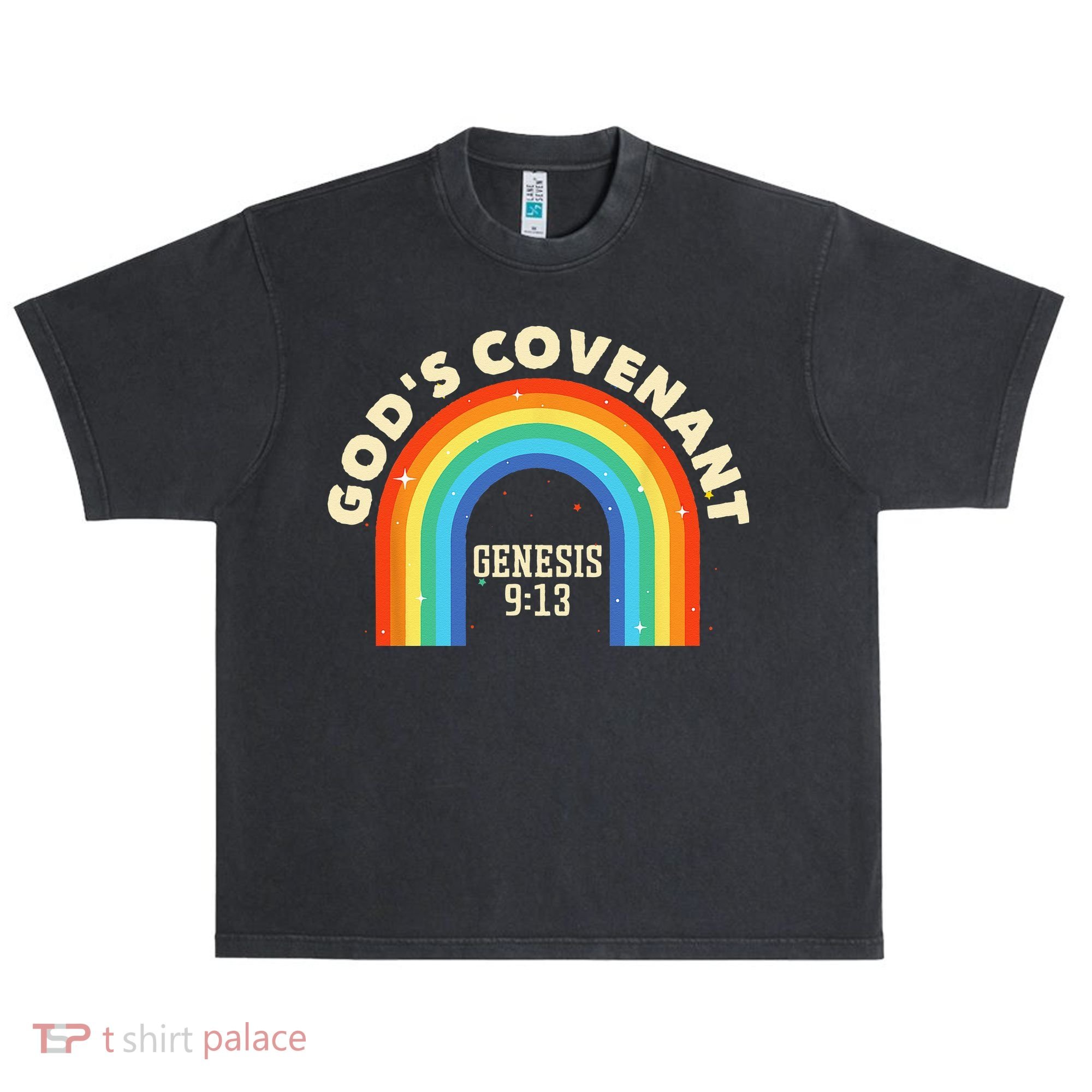 Rainbow God's Covenant Genesis 913 Bible Christian Lover Urban Oversized Heavyweight T-Shirt