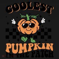 Retro Groovy Coolest Pumpkin In The Patch Halloween Autumn Cool Gift USA-Made Doggie Bandana thumb 2