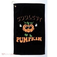 Retro Groovy Coolest Pumpkin In The Patch Halloween Autumn Cool Gift Golf Towel thumb 0