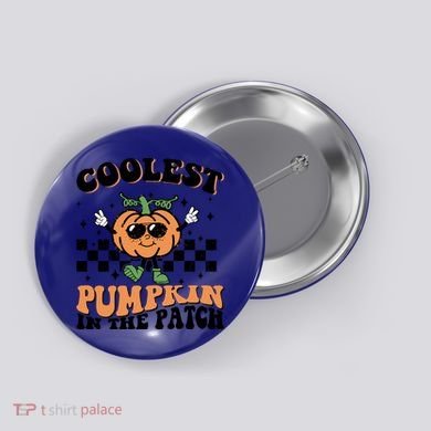 Retro Groovy Coolest Pumpkin In The Patch Halloween Autumn Cool Gift Button
