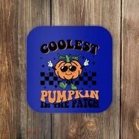 Retro Groovy Coolest Pumpkin In The Patch Halloween Autumn Cool Gift Coaster thumb 0