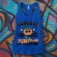 Retro Groovy Coolest Pumpkin In The Patch Halloween Autumn Cool Gift Women's Tank Top thumb 3