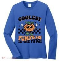 Retro Groovy Coolest Pumpkin In The Patch Halloween Autumn Cool Gift Women's Long Sleeve Shirt thumb 0
