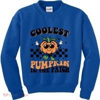 Retro Groovy Coolest Pumpkin In The Patch Halloween Autumn Cool Gift Kids Sweatshirt thumb 0