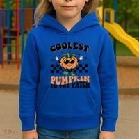 Retro Groovy Coolest Pumpkin In The Patch Halloween Autumn Cool Gift Kids Hoodie thumb 3