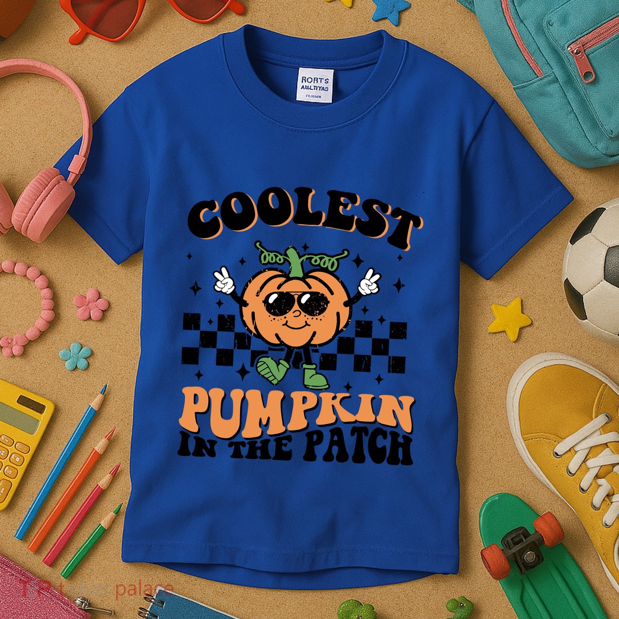 Retro Groovy Coolest Pumpkin In The Patch Halloween Autumn Cool Gift Kids T-Shirt