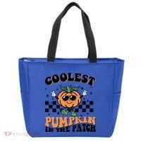 Retro Groovy Coolest Pumpkin In The Patch Halloween Autumn Cool Gift Tote Bag thumb 0