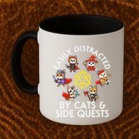 Rpg Gamer Cats Side Quests D20 Dice Nerdy Cat Coffee Mug thumb 2